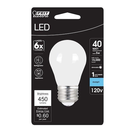 Happylight 40W Equivalence A15 E26 Medium Filament LED Bulb Daylight, 6PK HA3306047